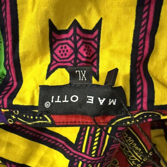 Mae Ottie Women's XL Multicolor Bright Bold African Fit & Flare Wrap Midi Dress - Picture 5 of 8